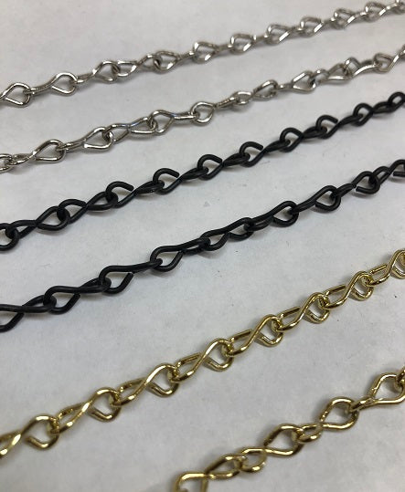 Jack Chain. Available in plated copper, black or nickle. Sold by the foot.